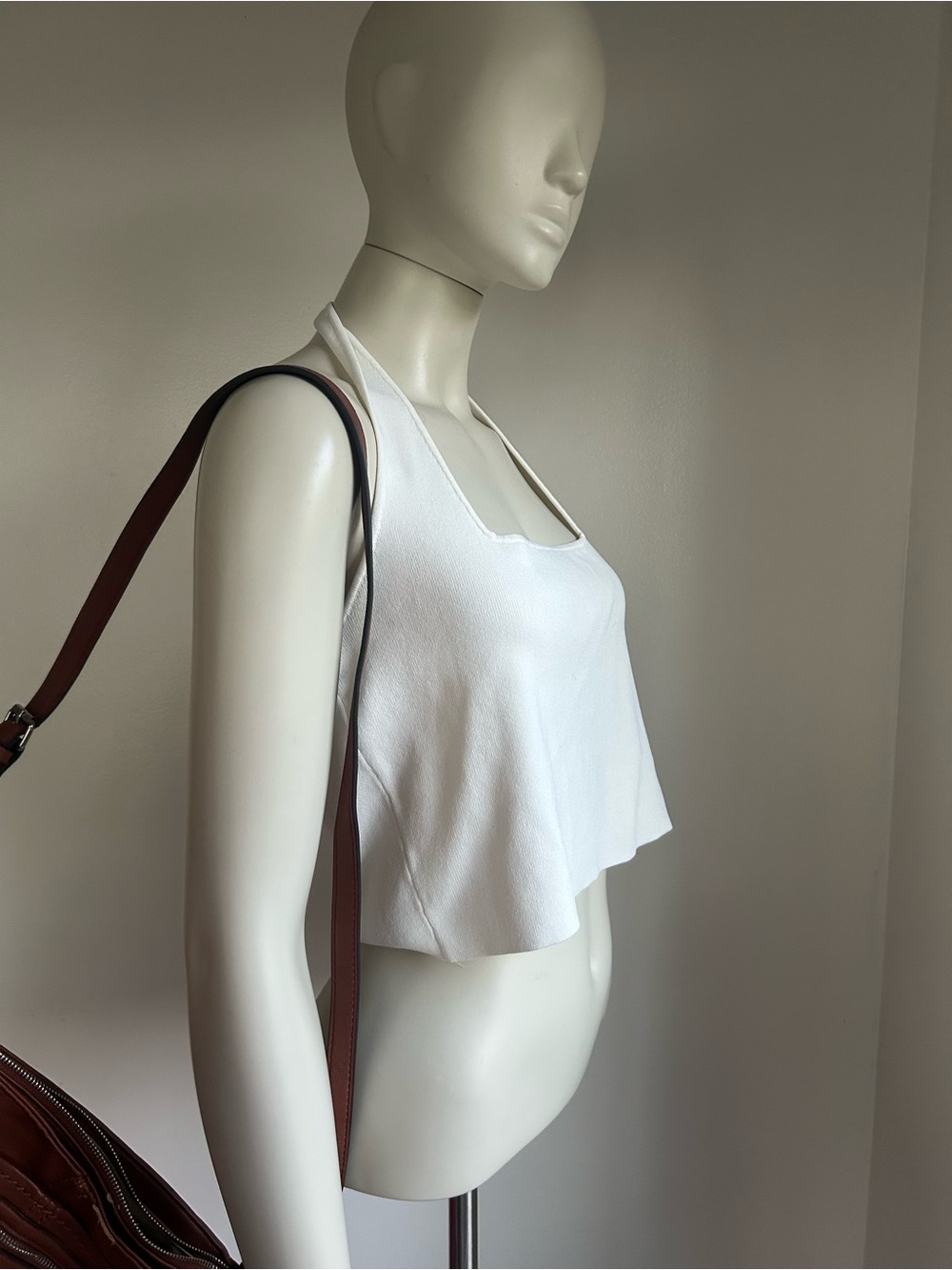 the drop new XL White Women's Cropped Tank knit Top - Classic Halter Style NWT